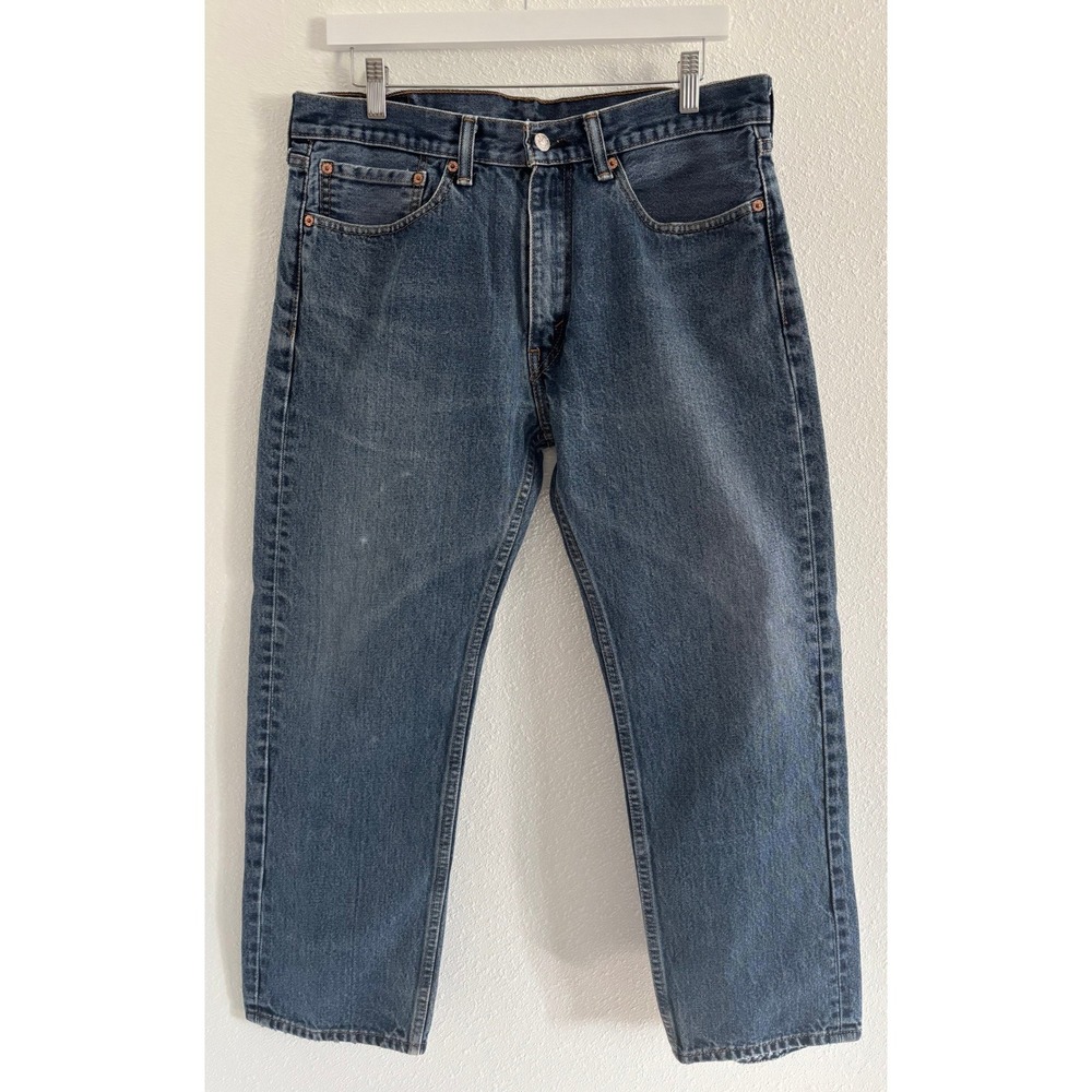 Levis 505 Jeans‎ Mens 34x29 Dark Wash Denim Straight Mid Rise Western 90s